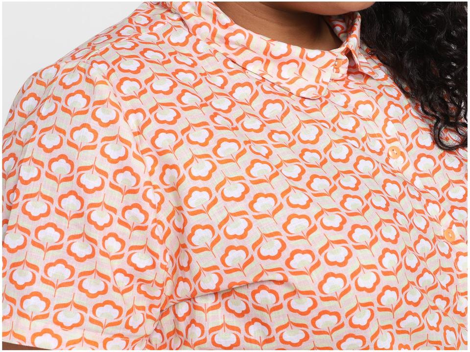 Camisa Vista Magalu Alongada Flores Assimétrico Recorte Lateral - 2