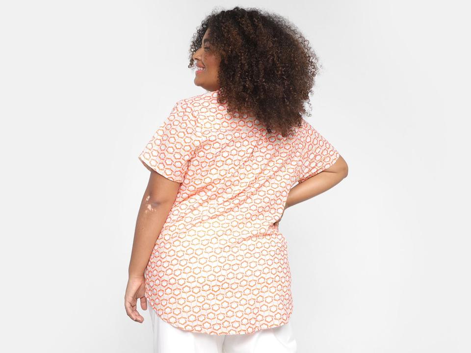 Camisa Vista Magalu Alongada Flores Assimétrico Recorte Lateral - 1