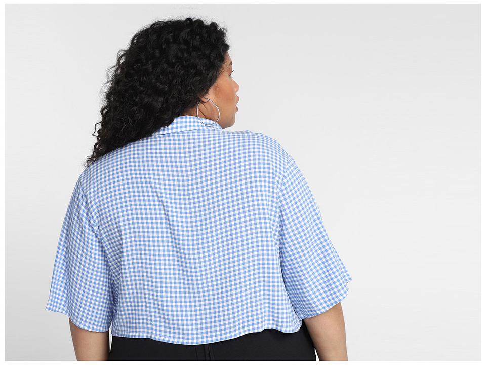 Camisa Vista Magalu Cropped Xadrez Manga 3/4 - 3