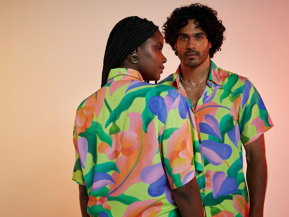 Camisa Vista Magalu x Flora Yumi Viscose Estampada - 1