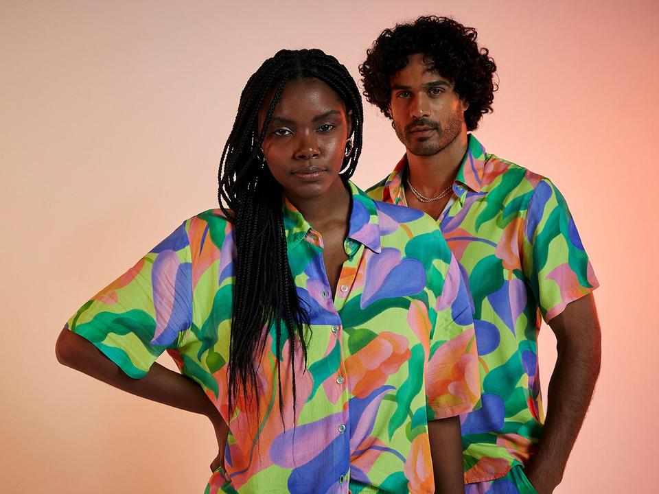 Camisa Vista Magalu x Flora Yumi Viscose Estampada - 3