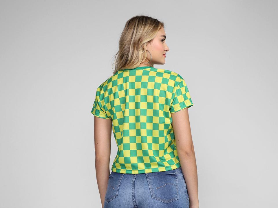 Camiseta Brasil Cropped Vista Magalu Copa Gola V Quadriculada - 1