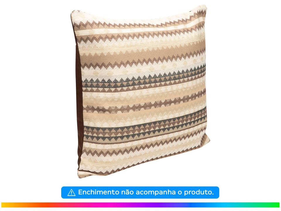 Capa de Almofada Quadrada 45x45cm Lartex - Jacquard Etnics Listrado Asteca Bege - 1