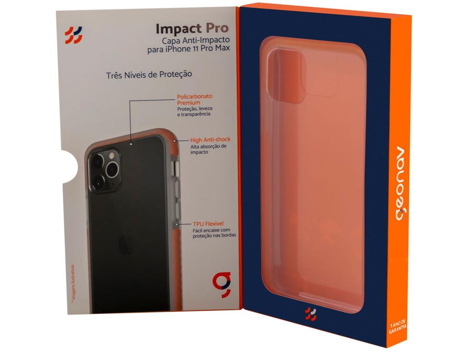 Capinha de Celular Anti-Impacto  - para iPhone 11 Pro Max Geonav Impact Pro Laranja - 9
