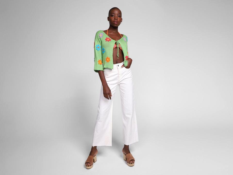 Cardigan Vista Magalu Crochê Flores - 1