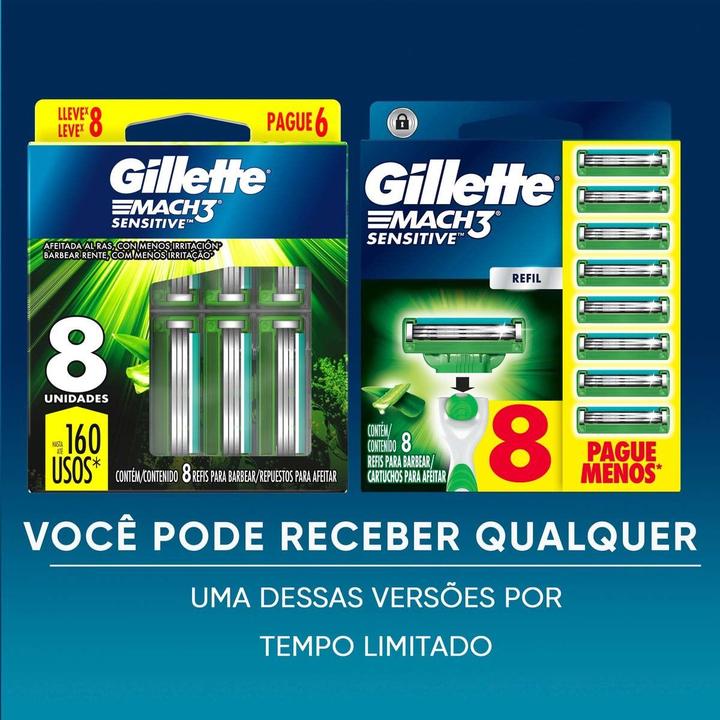 Carga para Aparelho de Barbear Gillette Mach3 Sensitive com Aloe 8 Unidades - 7