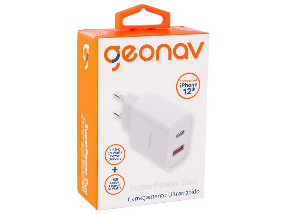 Carregador de Tomada Turbo 20W USB-C e USB Geonav - 5