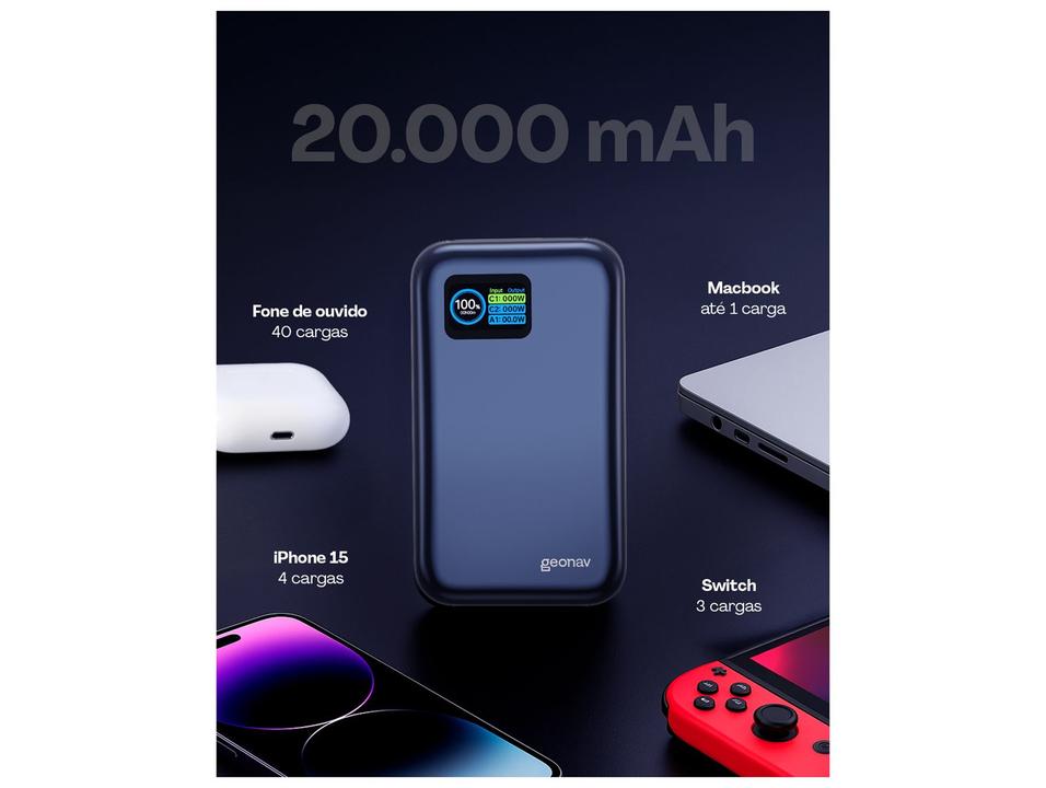Carregador Portátil Geonav PB20K65WBL 20000 mAh - 6