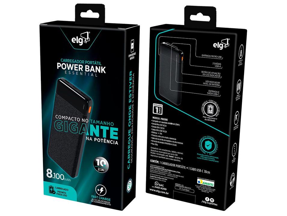 Carregador Portátil/Power Bank ELG Essential 8.100mAh - 7