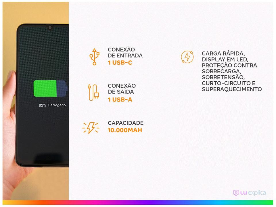 Carregador Portátil/Power Bank Geonav 10.000mAh PB10K20WSG - 1