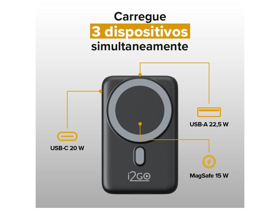 Carregador Portátil/Power Bank i2GO PROBAT027 por Indução 10.000mAh - 9
