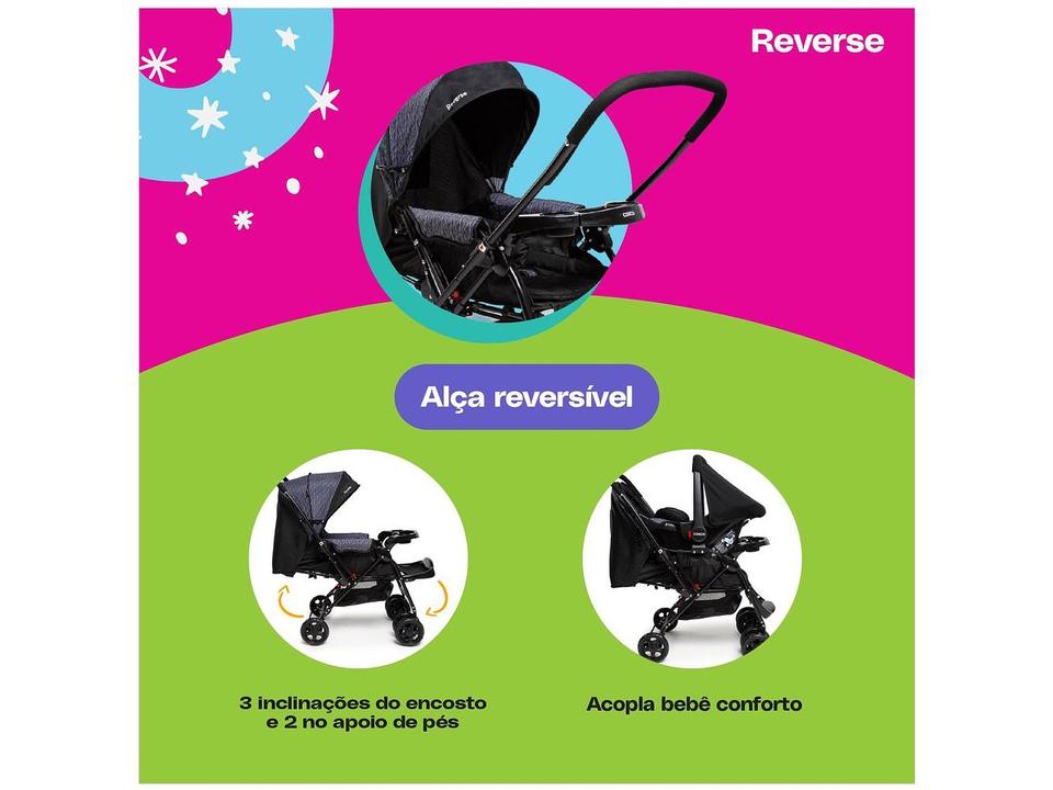 Carrinho de Bebê Alça Reversível com Bebê Conforto Cosco Kids Travel System Reverse 0 a 15kg - 12