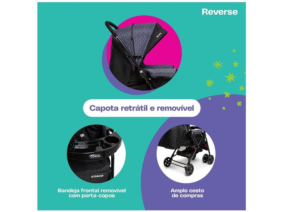 Carrinho de Bebê Alça Reversível com Bebê Conforto Cosco Kids Travel System Reverse 0 a 15kg - 13