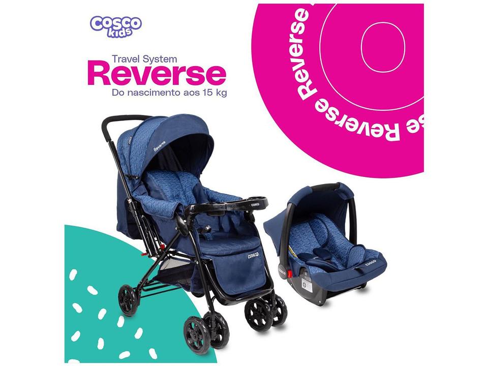 Carrinho de Bebê Alça Reversível com Bebê Conforto Cosco Kids Travel System Reverse 0 a 15kg - 11