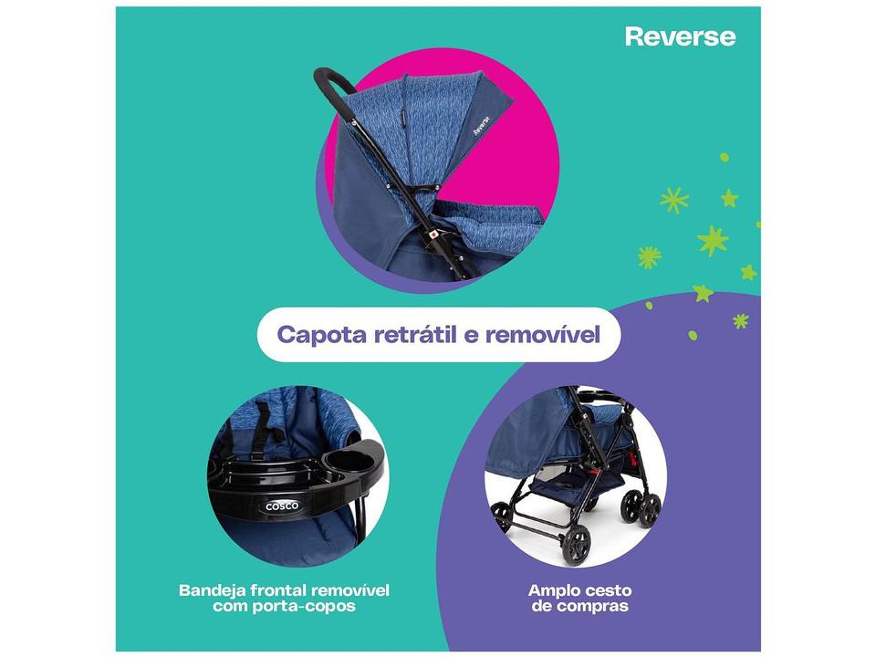 Carrinho de Bebê Alça Reversível com Bebê Conforto Cosco Kids Travel System Reverse 0 a 15kg - 13