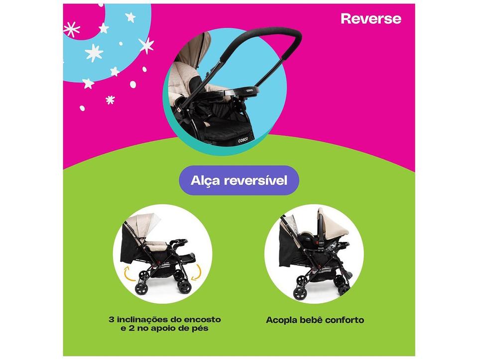 Carrinho de Bebê Alça Reversível com Bebê Conforto Cosco Kids Travel System Reverse 0 a 15kg - 12
