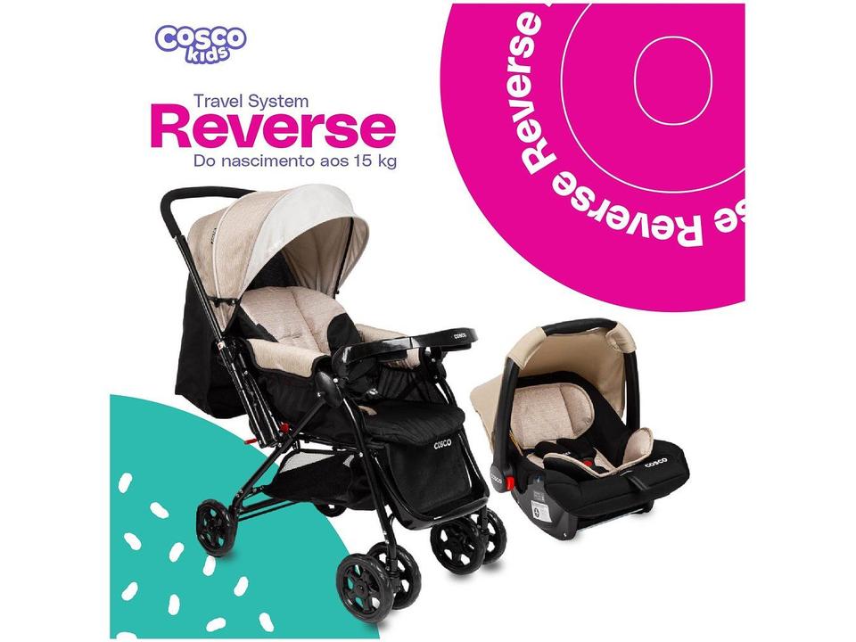 Carrinho de Bebê Alça Reversível com Bebê Conforto Cosco Kids - 10