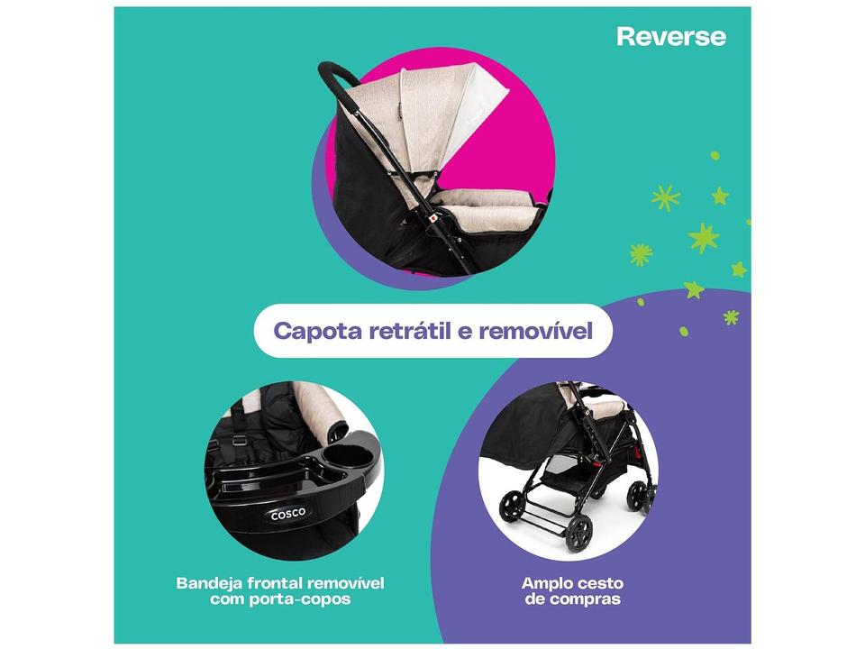Carrinho de Bebê Alça Reversível com Bebê Conforto Cosco Kids Travel System Reverse 0 a 15kg - 13