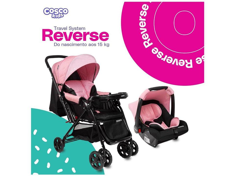 Carrinho de Bebê Alça Reversível com Bebê Conforto Cosco Kids - 11