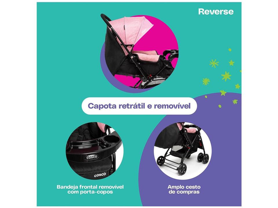 Carrinho de Bebê Alça Reversível com Bebê Conforto Cosco Kids Travel System Reverse 0 a 15kg - 13