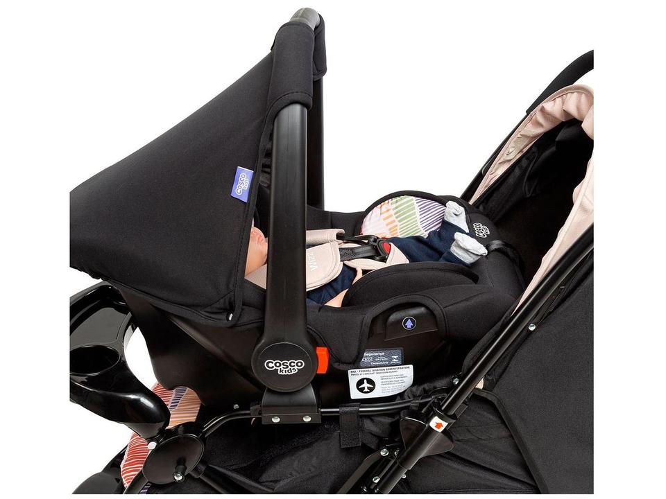 Carrinho de Bebê Alça Reversível com Bebê Conforto Cosco Kids Travel System Reverse 4 Rodas 0 a 15kg - 12