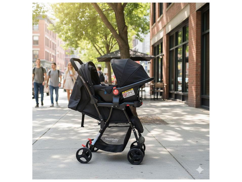 Carrinho de Bebê com Barra Reversível + Bebê Conforto Maxi Baby Youturn até 15kg - 9