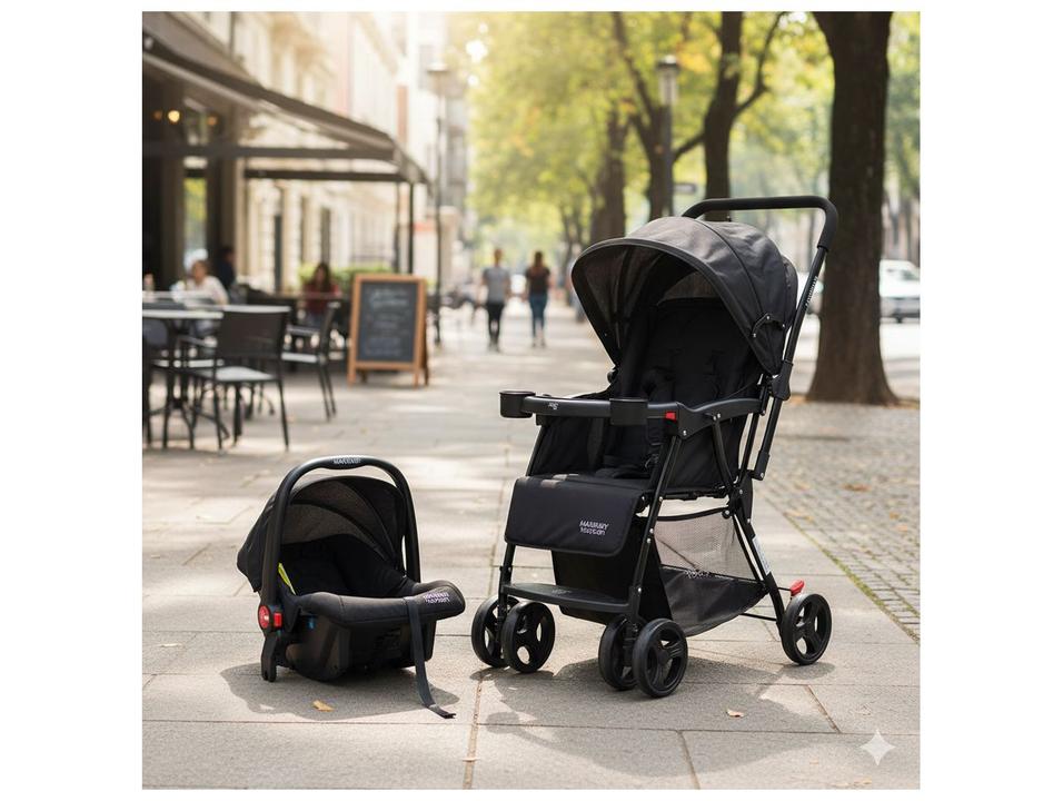 Carrinho de Bebê com Barra Reversível + Bebê Conforto Maxi Baby Youturn até 15kg - 8
