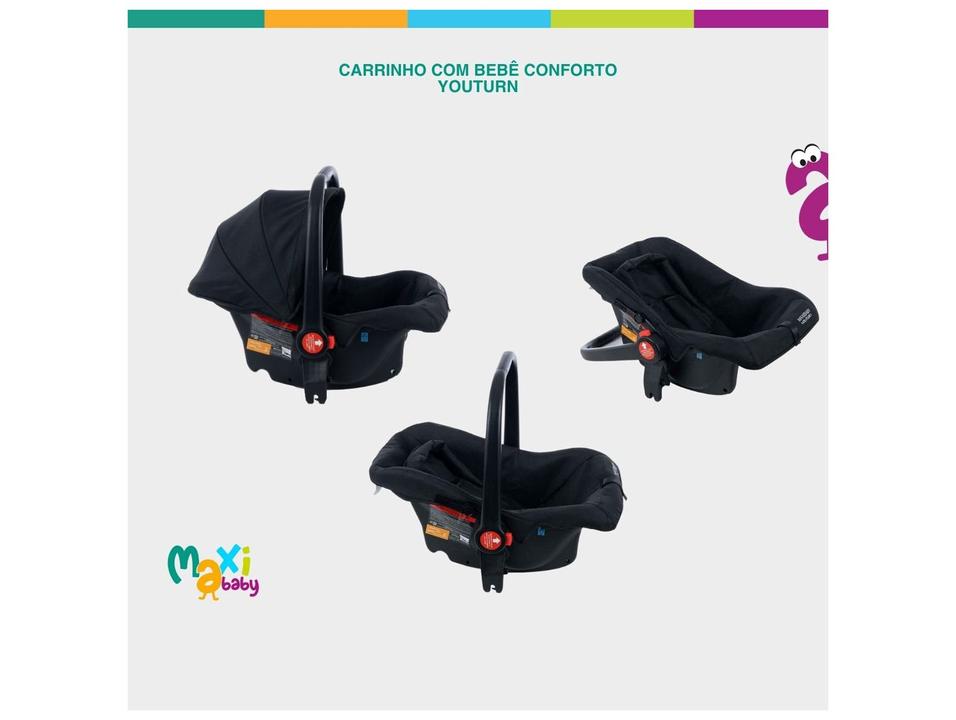 Carrinho de Bebê com Barra Reversível + Bebê Conforto Maxi Baby Youturn até 15kg - 5