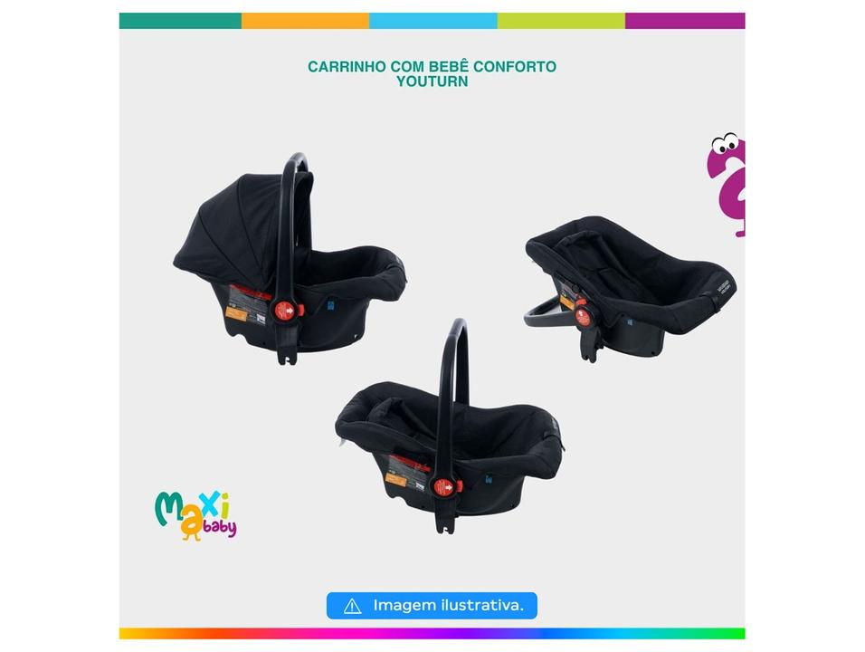 Carrinho de Bebê com Barra Reversível + Bebê Conforto Maxi Baby Youturn até 15kg - 6
