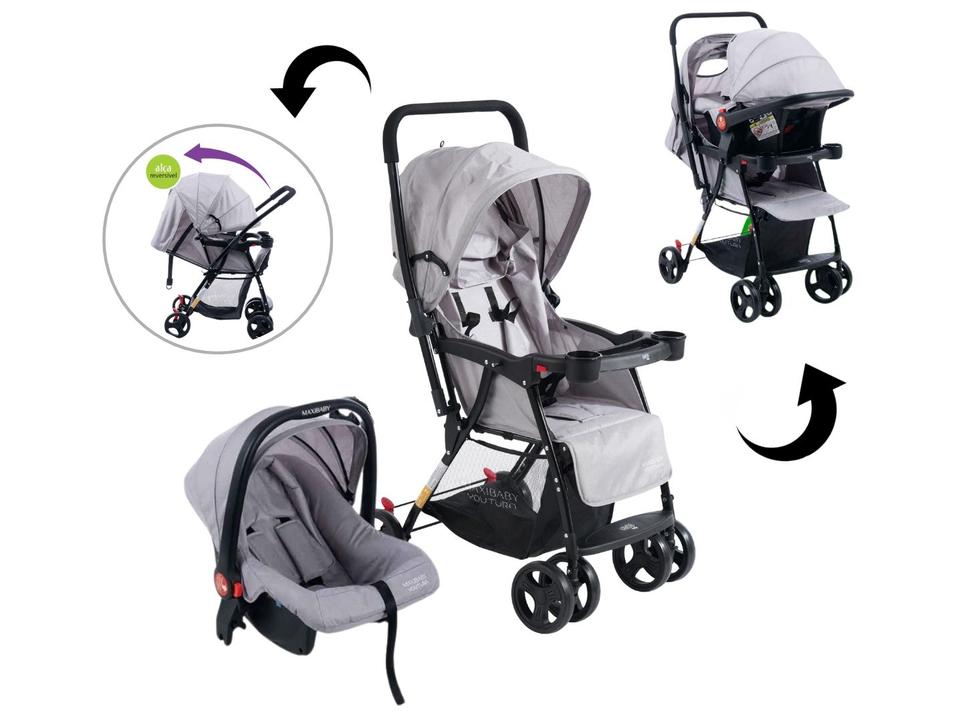 Carrinho de Bebê com Barra Reversível + Bebê Conforto Maxi Baby Youturn até 15kg - 8