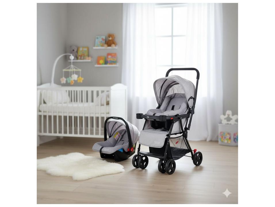 Carrinho de Bebê com Barra Reversível + Bebê Conforto Maxi Baby Youturn até 15kg - 9