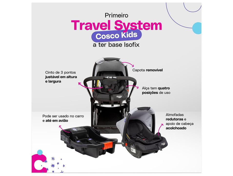 Carrinho de Bebê com Bebê Conforto Base Isofix Cosco Kids Lummy Trio até 22kg - 4