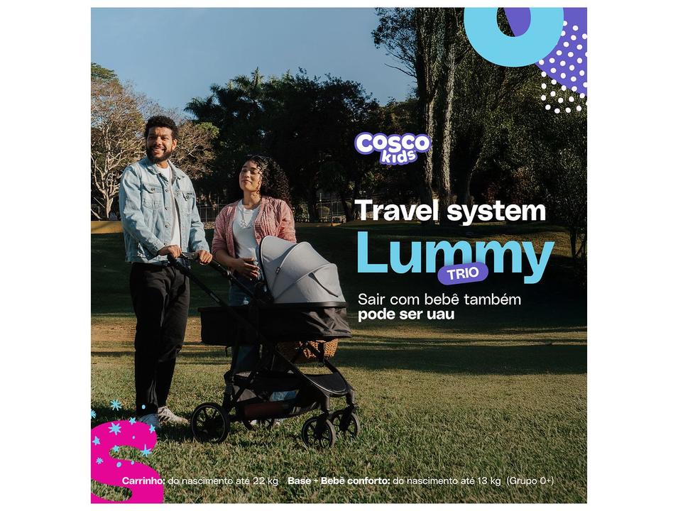 Carrinho de Bebê com Bebê Conforto Base Isofix Cosco Kids Lummy Trio até 22kg - 1
