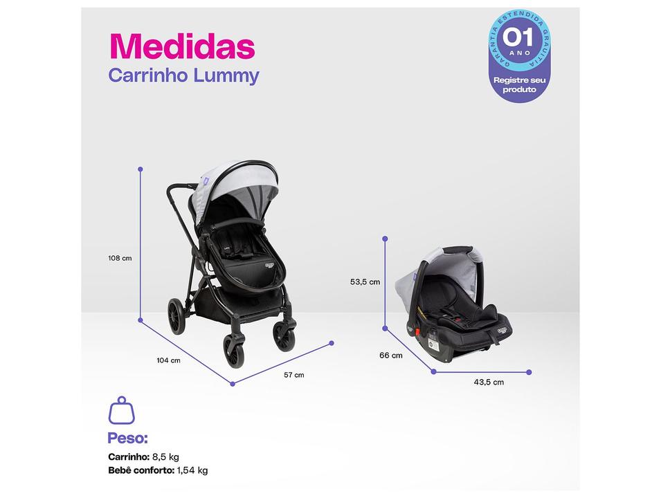 Carrinho de Bebê com Bebê Conforto Cosco Kids Lummy Duo até 22kg - 5