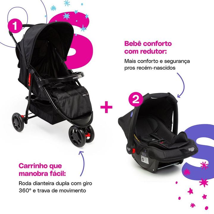 Carrinho de Bebê com Bebê Conforto Cosco Kids - 2