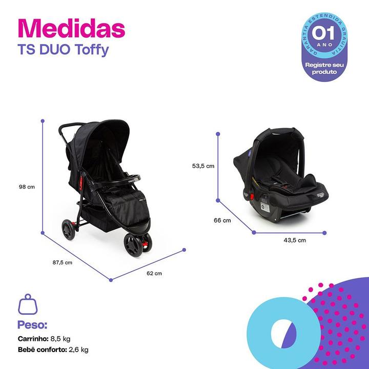 Carrinho de Bebê com Bebê Conforto Cosco Kids - 5