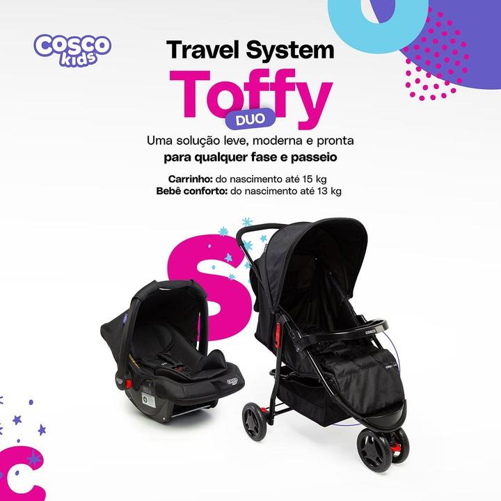 Carrinho de Bebê com Bebê Conforto Cosco Kids - 1