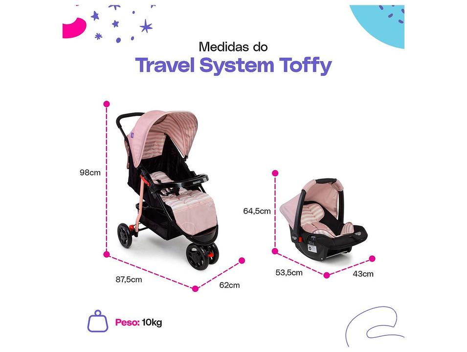 Carrinho de Bebê com Bebê Conforto Cosco Kids Toffy Duo 3 Rodas 0 a 15kg - 20