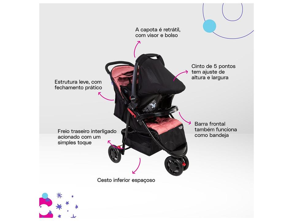 Carrinho de Bebê com Bebê Conforto Cosco Kids Toffy Duo 3 Rodas até 15kg - 3