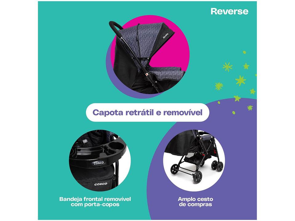 Carrinho de Bebê com Bebê Conforto Cosco - Travel System Reverse 0 a 15kg - 12