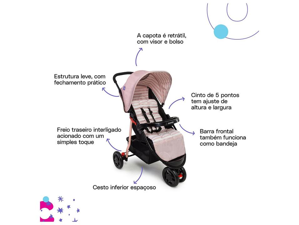Carrinho de Bebê com Bebê Conforto e Base 3 em 1 Cosco Kids Toffy Trio 3 Rodas até 15kg - 3