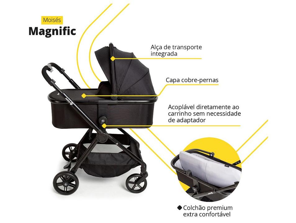 Carrinho de Bebê com Bebê Conforto e Moisés Safety 1st Reversível Magnific  0 a 15kg - 9