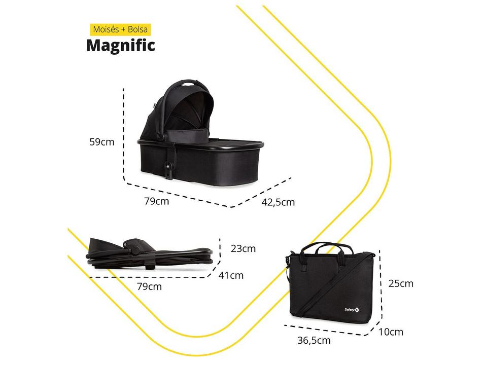 Carrinho de Bebê com Bebê Conforto e Moisés Safety 1st Reversível Magnific  0 a 15kg - 13