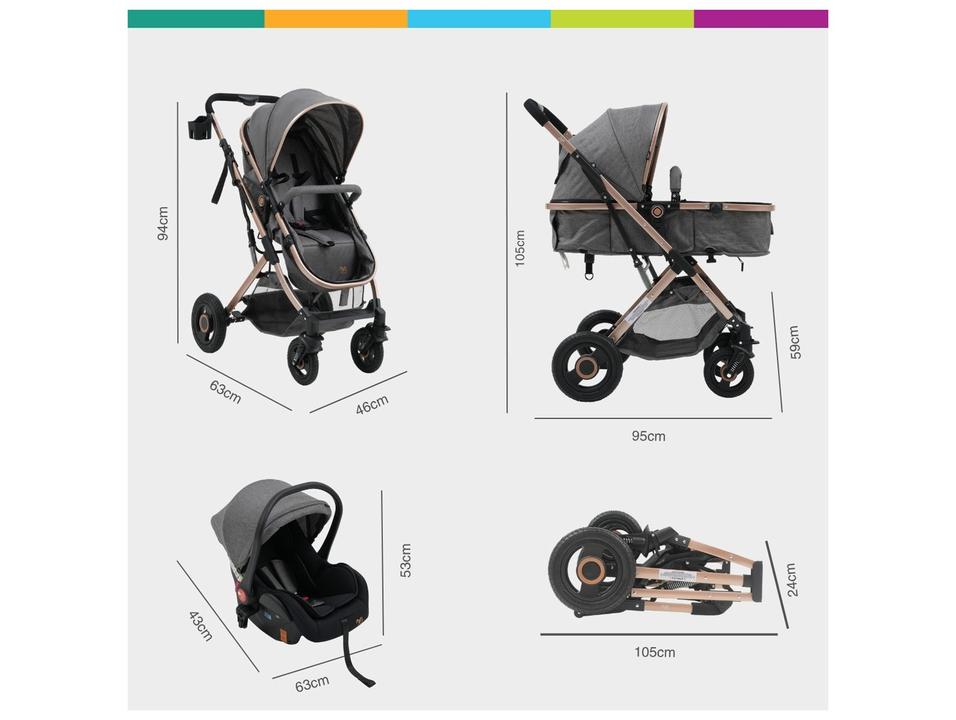 Carrinho de Bebê com Bebê Conforto Maxi Baby Elysian até 22Kg - 4