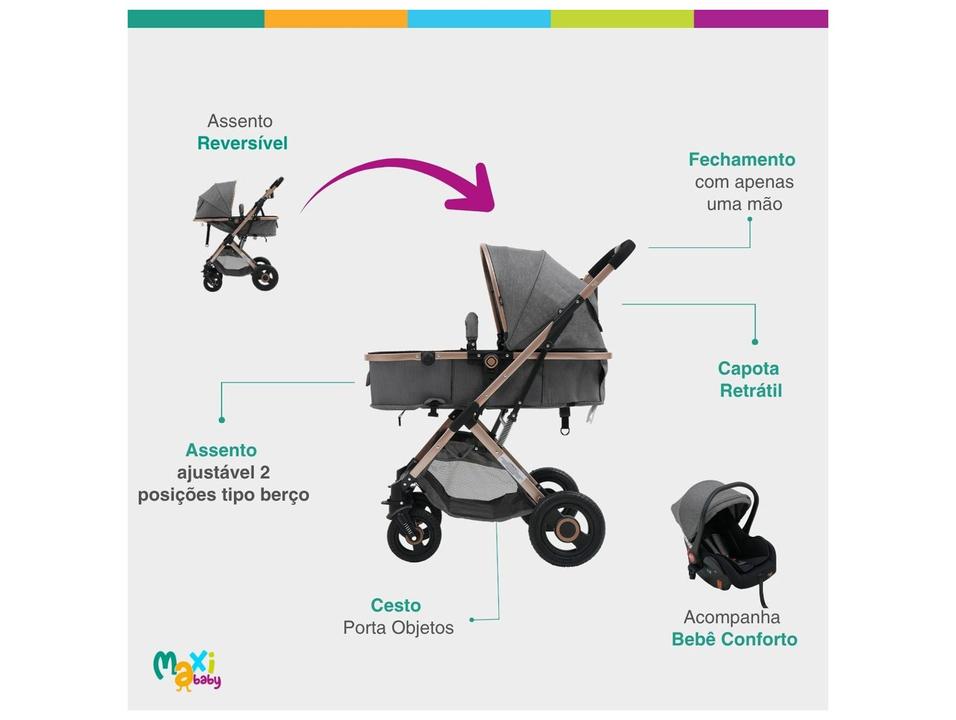 Carrinho de Bebê com Bebê Conforto Maxi Baby Elysian até 22Kg - 2