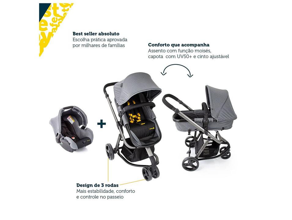Carrinho de Bebê com Bebê Conforto Reversível Safety 1st Mobi DUO 3 Rodas 0 a 15kg - 2