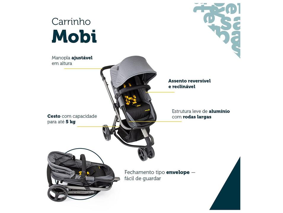 Carrinho de Bebê com Bebê Conforto Reversível Safety 1st Mobi DUO 3 Rodas 0 a 15kg - 3