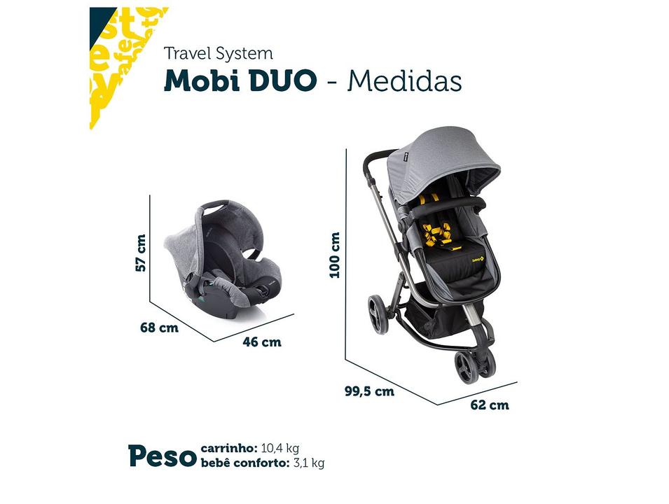 Carrinho de Bebê com Bebê Conforto Reversível Safety 1st Mobi DUO 3 Rodas 0 a 15kg - 11