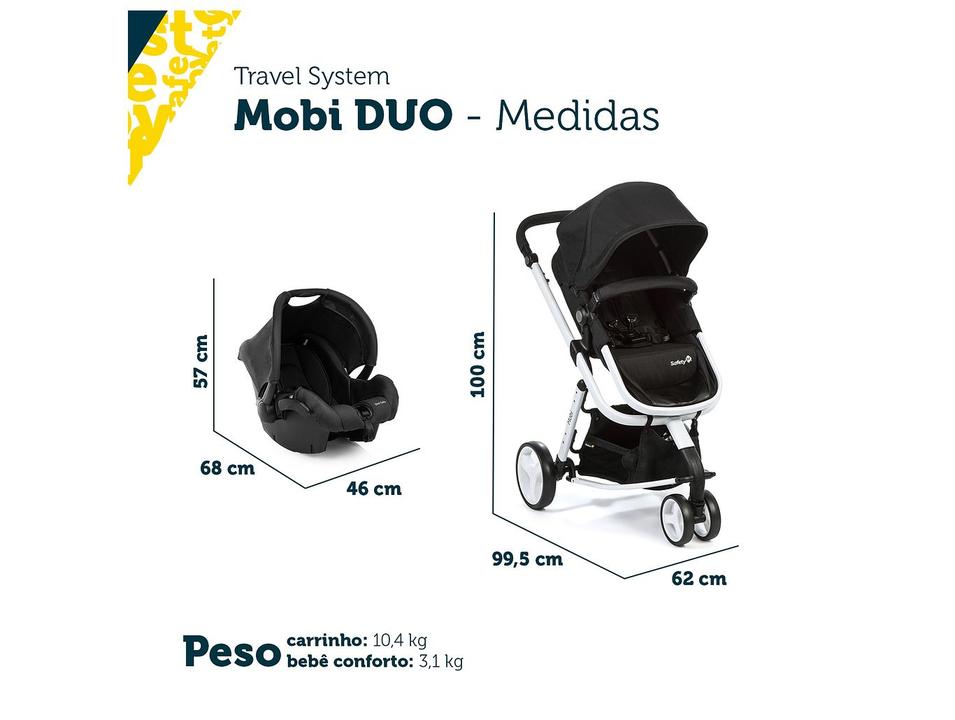 Carrinho de Bebê com Bebê Conforto Safety 1st TS Mobi Duo 3 Rodas até 15kg - 11