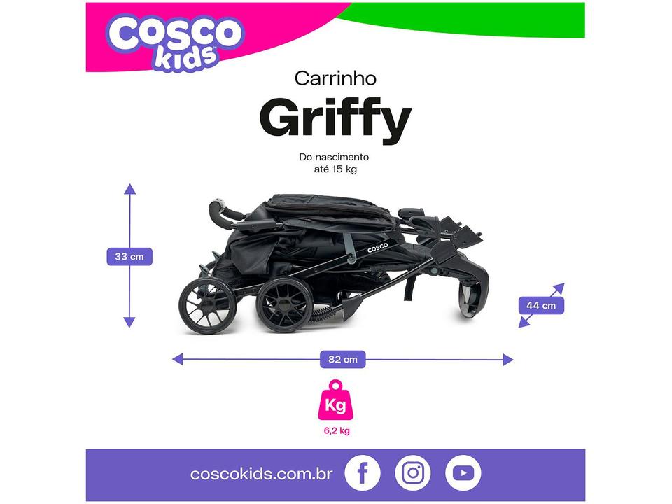 Carrinho de Bebê Cosco Griffy 4 Rodas 0 a 15kg - 18